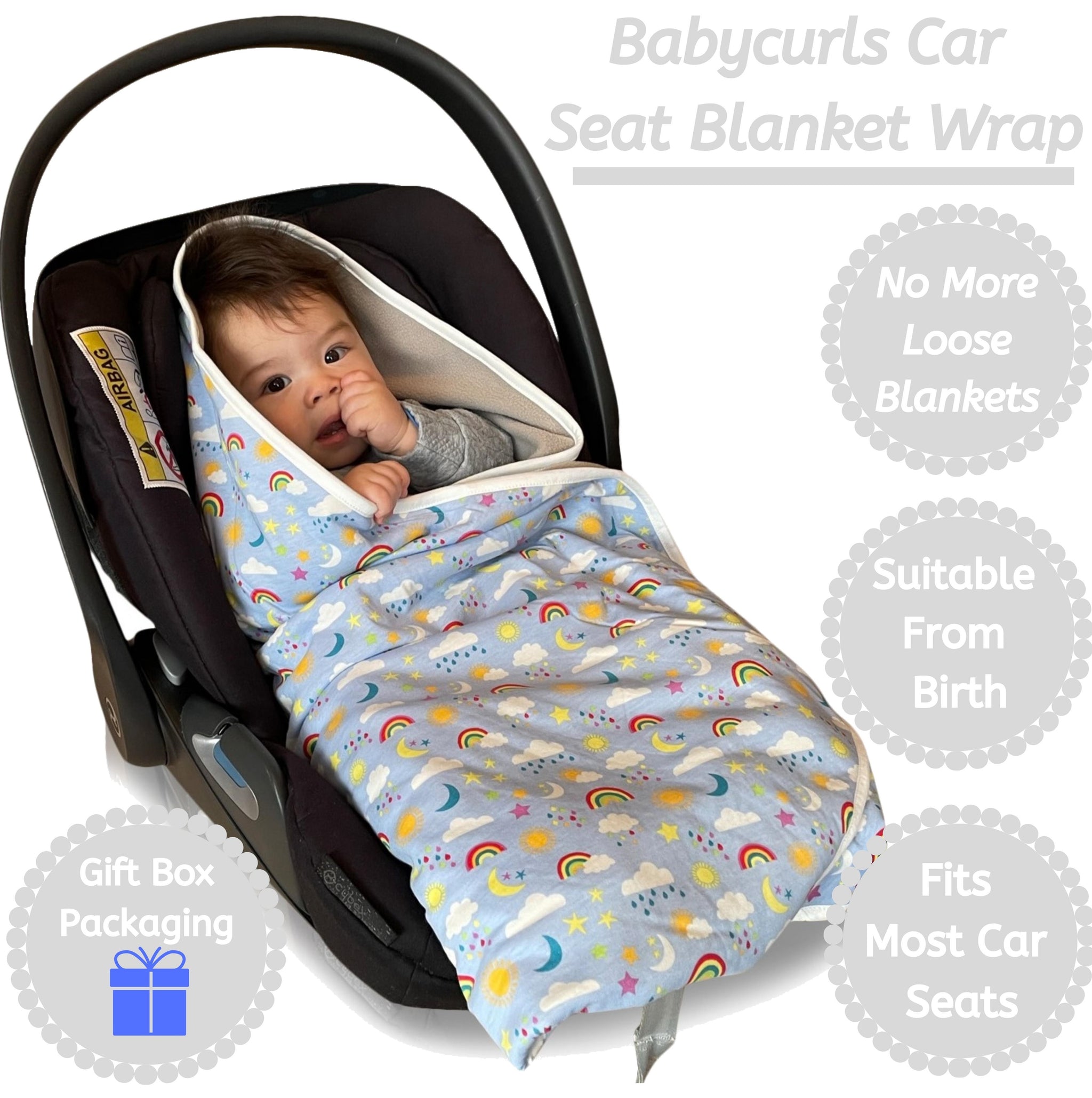 Babycurls Universal Rainbow Baby Car Seat Fitting Blanket Travel Wrap Babycurls