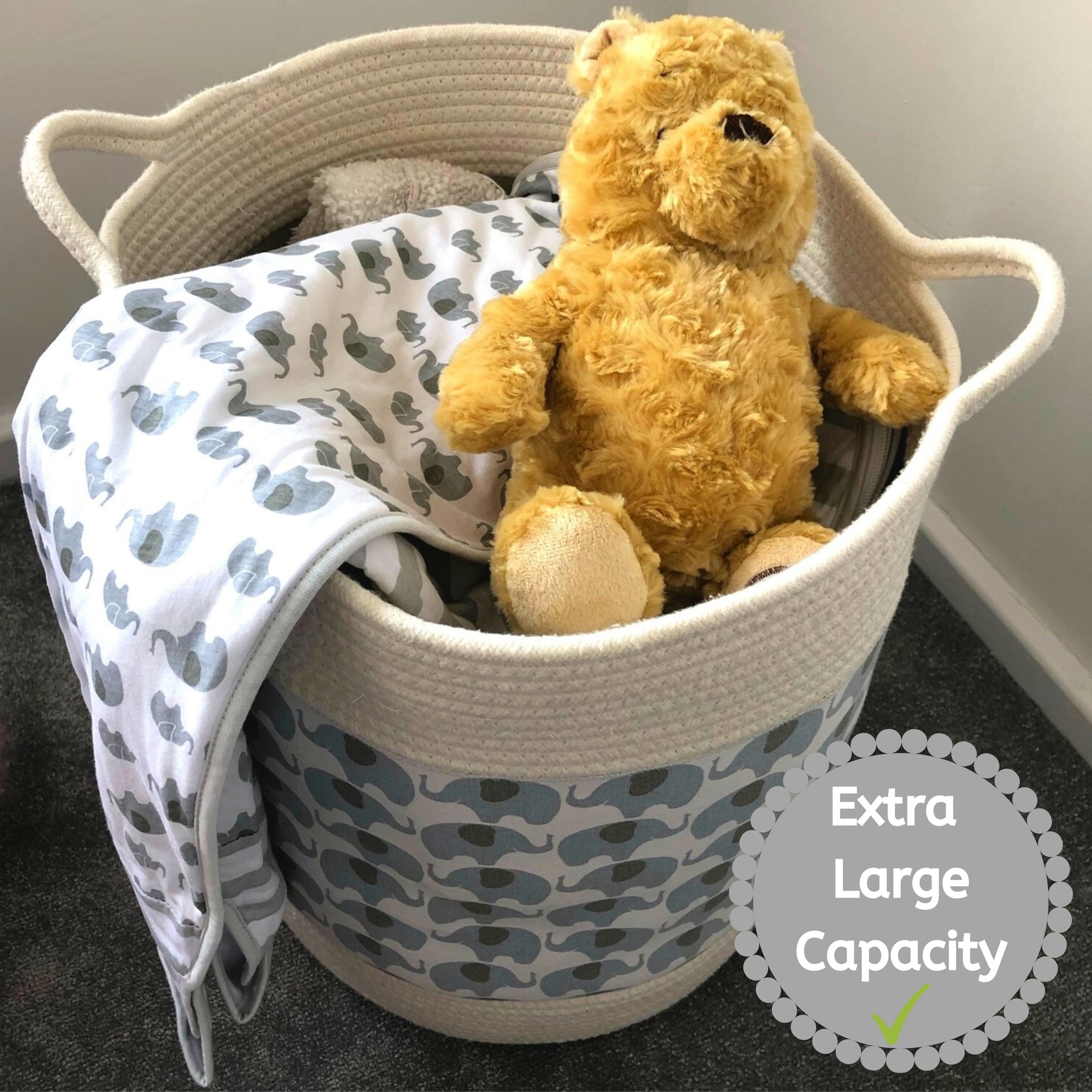 Babycurls Large Cotton Woven Rope Nursery Laundry Basket With Handles Babycurls